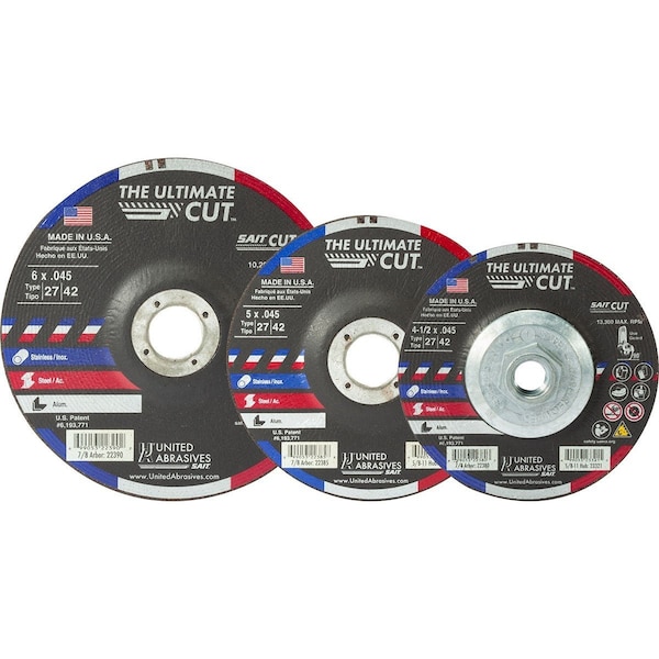 United Abrasives/Sait United Abrasives - Sait Depressed Center Wheel T27 Ultimate Cut 6x .045 x 7/8 Blended, PK50 22390 - main